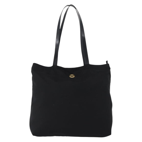 CELINE Circle Tote Bag Nylon Black Gold Auth ka2834