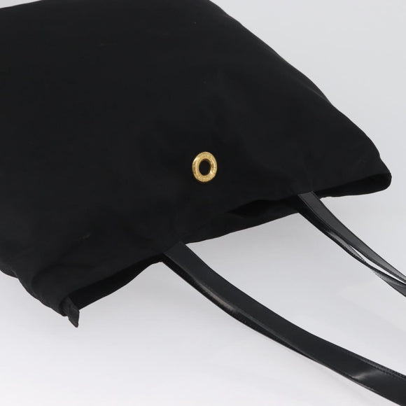 CELINE Circle Tote Bag Nylon Black Gold Auth ka2834