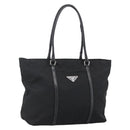 PRADA Tote Bag Nylon Black Silver Auth ka2835-1