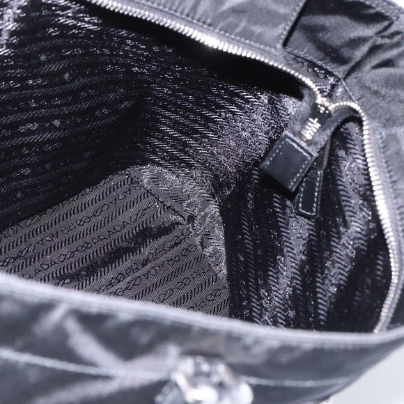 PRADA Tote Bag Nylon Black Silver Auth ka2835