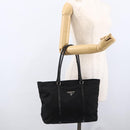 PRADA Tote Bag Nylon Black Silver Auth ka2835-27