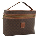 CELINE Macadam Canvas Vanity Hand Bag PVC Leather Brown Gold Auth ka2851-1