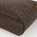 CELINE Macadam Canvas Vanity Hand Bag PVC Leather Brown Gold Auth ka2851-16