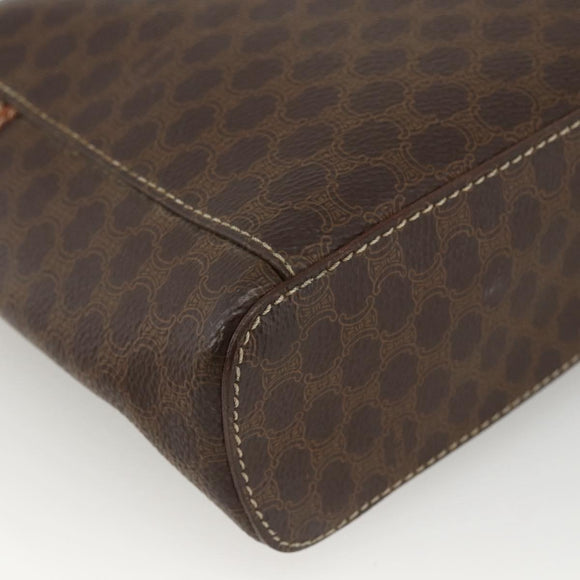 CELINE Macadam Canvas Vanity Hand Bag PVC Leather Brown Gold Auth ka2851