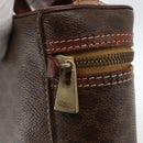 CELINE Macadam Canvas Vanity Hand Bag PVC Leather Brown Gold Auth ka2851-9