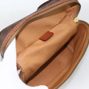 CELINE Macadam Canvas Vanity Hand Bag PVC Leather Brown Gold Auth ka2851-10