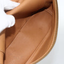 CELINE Macadam Canvas Vanity Hand Bag PVC Leather Brown Gold Auth ka2851-11