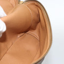 CELINE Macadam Canvas Vanity Hand Bag PVC Leather Brown Gold Auth ka2851-20