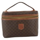 CELINE Macadam Canvas Vanity Hand Bag PVC Leather Brown Gold Auth ka2851-13