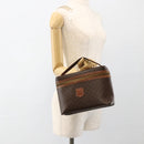 CELINE Macadam Canvas Vanity Hand Bag PVC Leather Brown Gold Auth ka2851-22