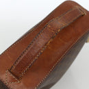 CELINE Macadam Canvas Vanity Hand Bag PVC Leather Brown Gold Auth ka2851-7