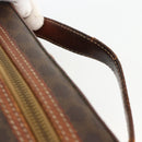 CELINE Macadam Canvas Vanity Hand Bag PVC Leather Brown Gold Auth ka2851-8