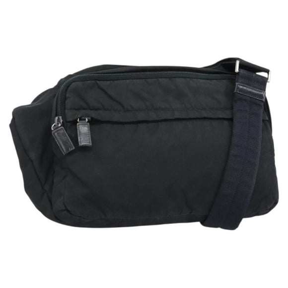 PRADA Shoulder Bag Nylon Black Silver Auth ka2860