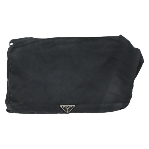 PRADA Shoulder Bag Nylon Black Silver Auth ka2860