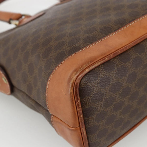 CELINE Macadam Canvas Hand Bag PVC Leather Brown Gold Auth ka2862
