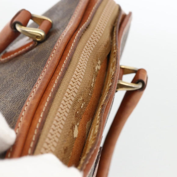 CELINE Macadam Canvas Hand Bag PVC Leather Brown Gold Auth ka2862