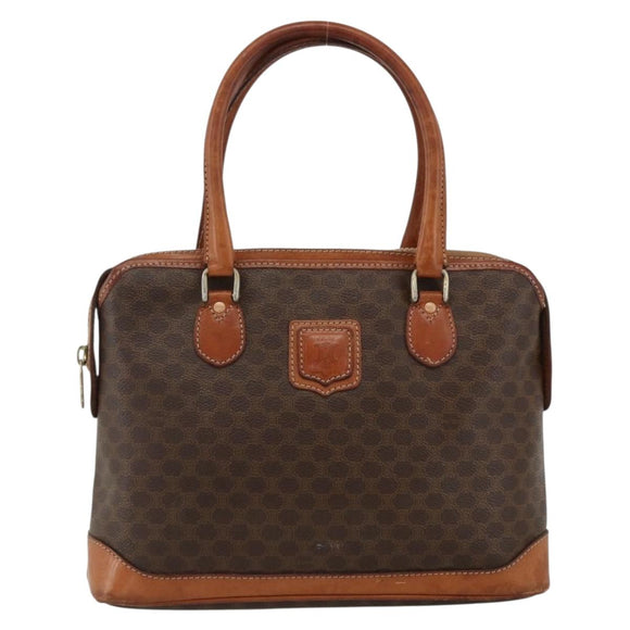 CELINE Macadam Canvas Hand Bag PVC Leather Brown Gold Auth ka2862