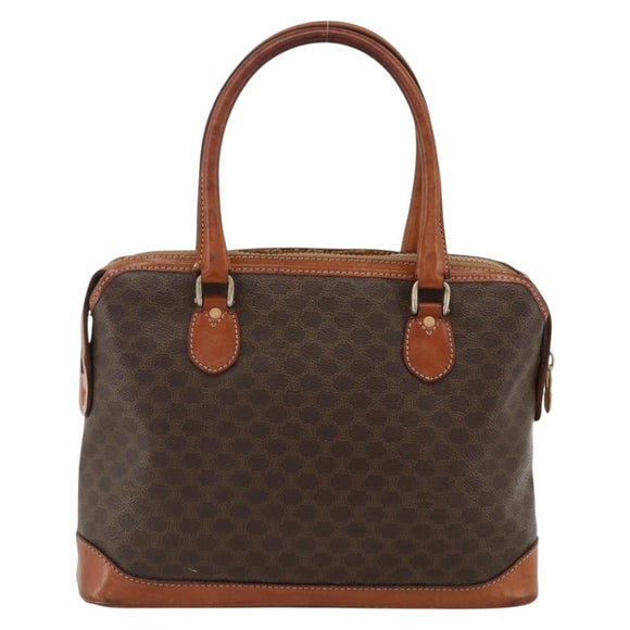 CELINE Macadam Canvas Hand Bag PVC Leather Brown Gold Auth ka2862