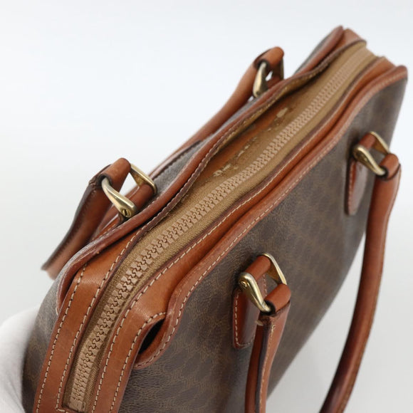 CELINE Macadam Canvas Hand Bag PVC Leather Brown Gold Auth ka2862