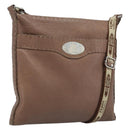 FENDI Celeria Shoulder Bag Leather Brown Silver Auth ka2864-1
