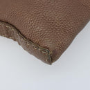 FENDI Celeria Shoulder Bag Leather Brown Silver Auth ka2864-14