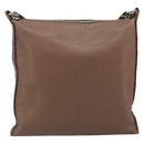 FENDI Celeria Shoulder Bag Leather Brown Silver Auth ka2864-2
