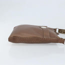 FENDI Celeria Shoulder Bag Leather Brown Silver Auth ka2864-3