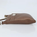 FENDI Celeria Shoulder Bag Leather Brown Silver Auth ka2864-4