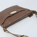 FENDI Celeria Shoulder Bag Leather Brown Silver Auth ka2864-6