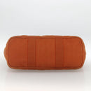 HERMES Valparaiso MM Hand Bag Canvas Leather Orange Silver Auth ka2867-5