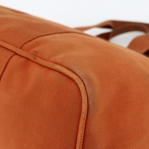 HERMES Valparaiso MM Hand Bag Canvas Leather Orange Silver Auth ka2867