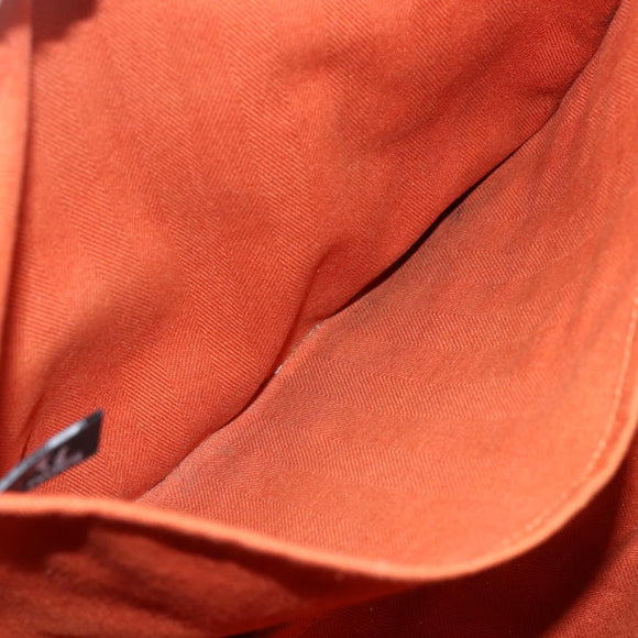 HERMES Valparaiso MM Hand Bag Canvas Leather Orange Silver Auth ka2867