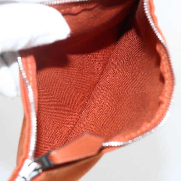 HERMES Valparaiso MM Hand Bag Canvas Leather Orange Silver Auth ka2867
