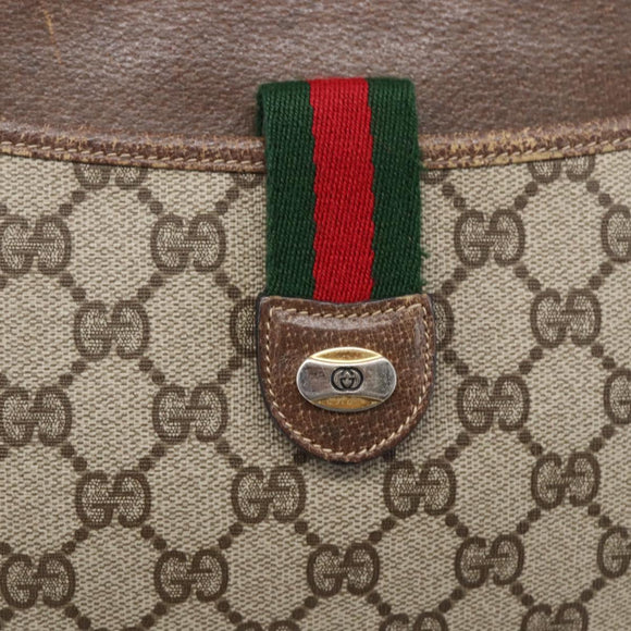 GUCCI GG Supreme Web Sherry Line Bag PVC Beige Gold Red 904 02 026 Auth ka287