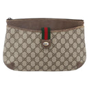 GUCCI GG Supreme Web Sherry Line Bag PVC Beige Gold Red 904 02 026 Auth ka287-13