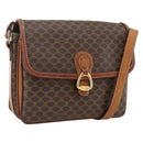 CELINE Macadam Canvas Shoulder Bag PVC Leather Brown Gold Auth ka2871-1