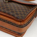 CELINE Macadam Canvas Shoulder Bag PVC Leather Brown Gold Auth ka2871-14