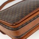 CELINE Macadam Canvas Shoulder Bag PVC Leather Brown Gold Auth ka2871-9