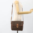 CELINE Macadam Canvas Shoulder Bag PVC Leather Brown Gold Auth ka2871-26