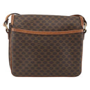 CELINE Macadam Canvas Shoulder Bag PVC Leather Brown Gold Auth ka2871-2
