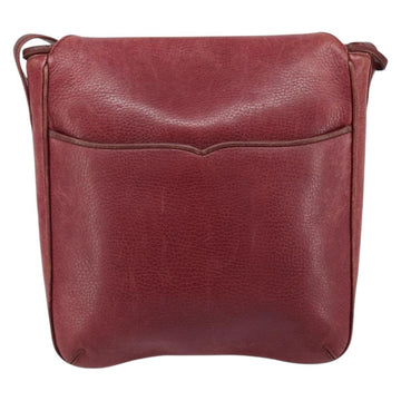 CARTIER Shoulder Bag Leather Red Gold Auth ka2873 - 0