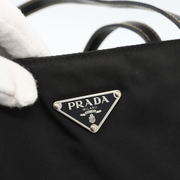 PRADA Handtasche Nylon Schwarz Silber Auth ka2874