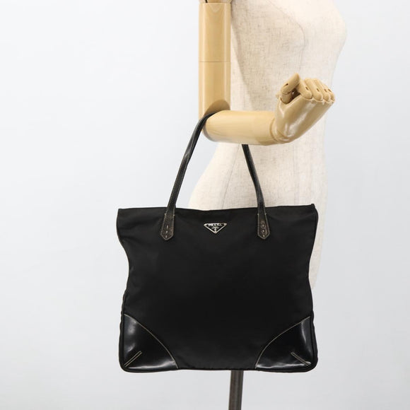 PRADA Handtasche Nylon Schwarz Silber Auth ka2874