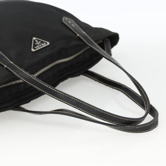 PRADA Handtasche Nylon Schwarz Silber Auth ka2874