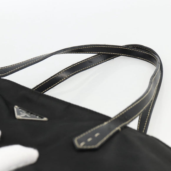 PRADA Handtasche Nylon Schwarz Silber Auth ka2874