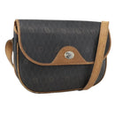 Christian Dior Honeycomb Canvas Shoulder Bag PVC Black Gold Auth ka2876-1