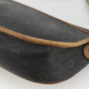 Christian Dior Honeycomb Canvas Shoulder Bag PVC Black Gold Auth ka2876-16