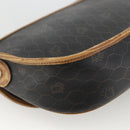 Christian Dior Honeycomb Canvas Shoulder Bag PVC Black Gold Auth ka2876-9