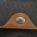 Christian Dior Honeycomb Canvas Shoulder Bag PVC Black Gold Auth ka2876-17
