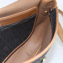Christian Dior Honeycomb Canvas Shoulder Bag PVC Black Gold Auth ka2876-18